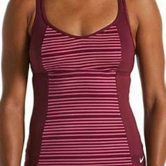 Women's Nike 6:1 Stripe Racerback Tankini Top NESSA252-622 Size Small Villain Re - Picture 1 of 12